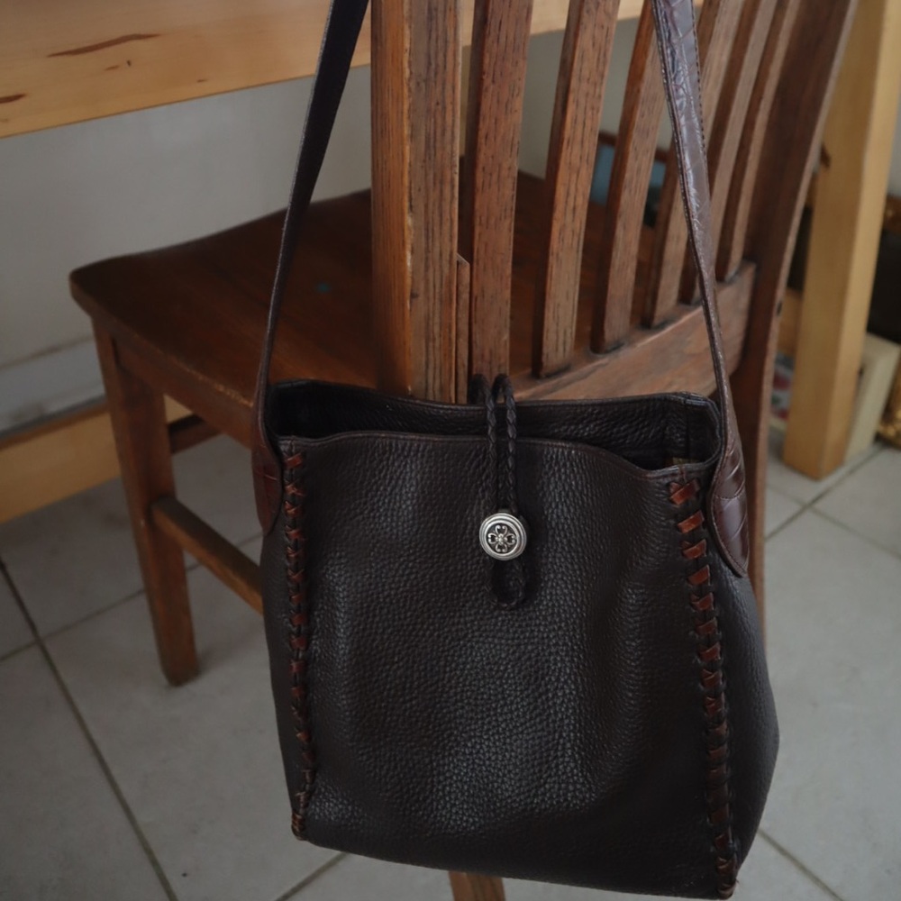 Dark Brown Leather Shoulder Bag